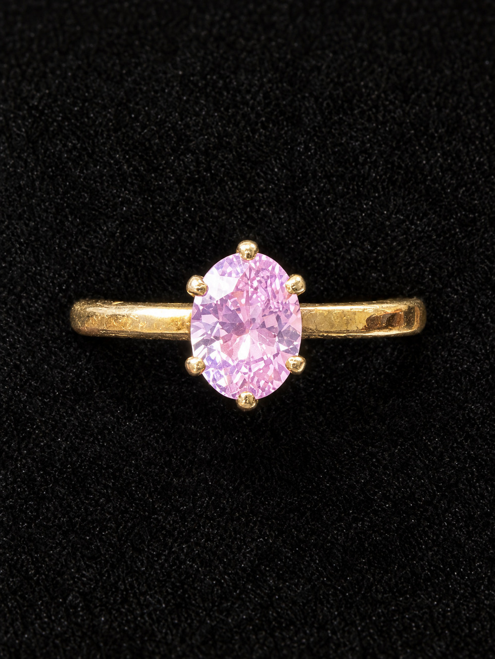 ⚜️ Solitaire Ring | Oval Pink Crystal | Gold-Tone | Size 9 💗